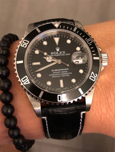 black leather strap rolex